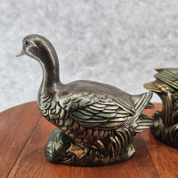 Duck Figurine Ceramic Handmade/Painted 5" & 4" Tall Vintage 1969 Male Female Set - Picture 5 of 13
